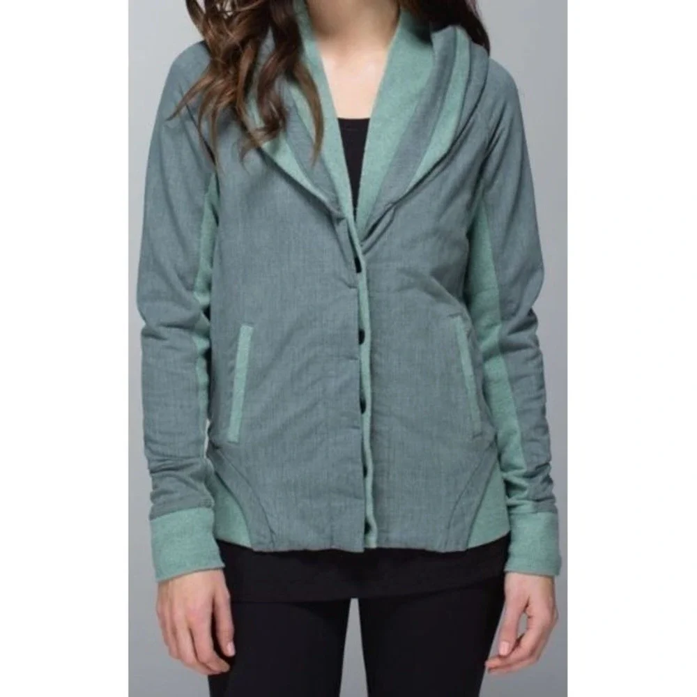 Lululemon To Class Jacket Size 6 Burlap Textured Sage Green Deep Shore